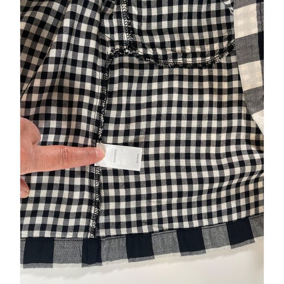 J. Jill Gingham Double Cloth Dress Roll Tab Sleeve Button Back Black & White - Picture 9 of 16